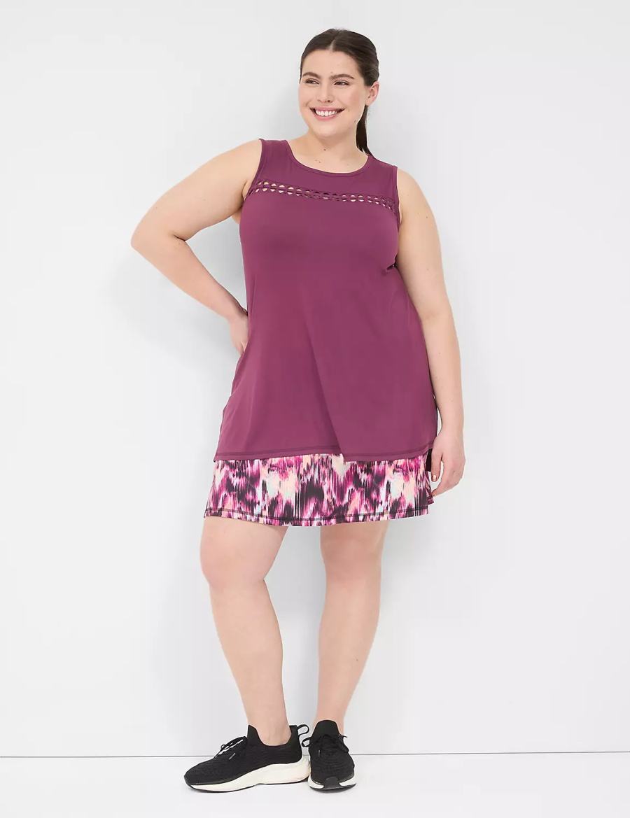 Lane Bryant LIVI Crew-Neck Macrame Tanktop Dames Donkerpaars | GHA382NT