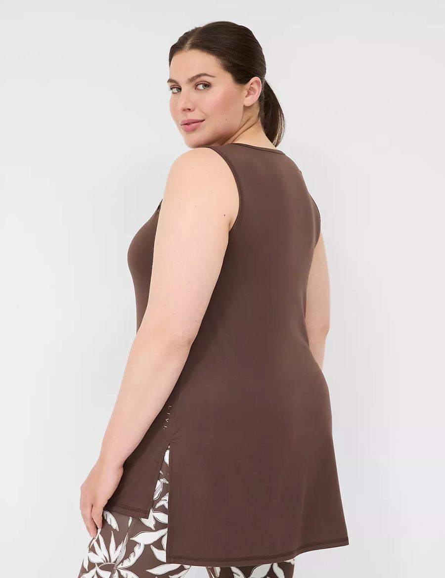 Lane Bryant LIVI Crew-Neck Macrame Tanktop Dames Donkerbruin | MFB2642WS