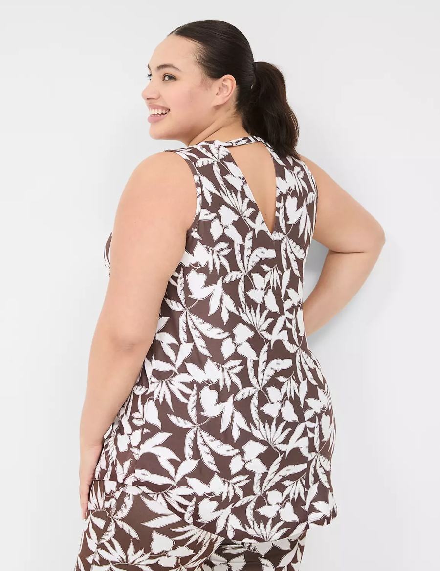 Lane Bryant LIVI Crew-Neck V-Back Recycled LIVI Soft Tanktop Dames Bruin | MZV111CU