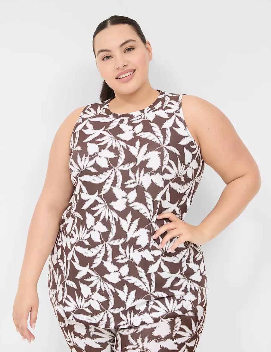 Lane Bryant LIVI Crew-Neck V-Back Recycled LIVI Soft Tanktop Dames Bruin | MZV111CU