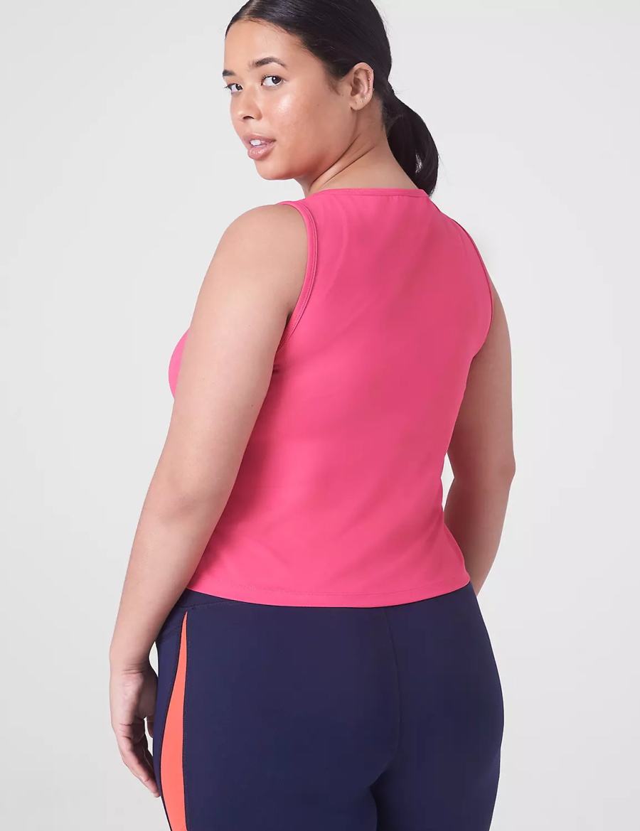 Lane Bryant LIVI Crop Snap-Up Wicking Tanktop Dames Fuchsie Roze | VZZ9661RE
