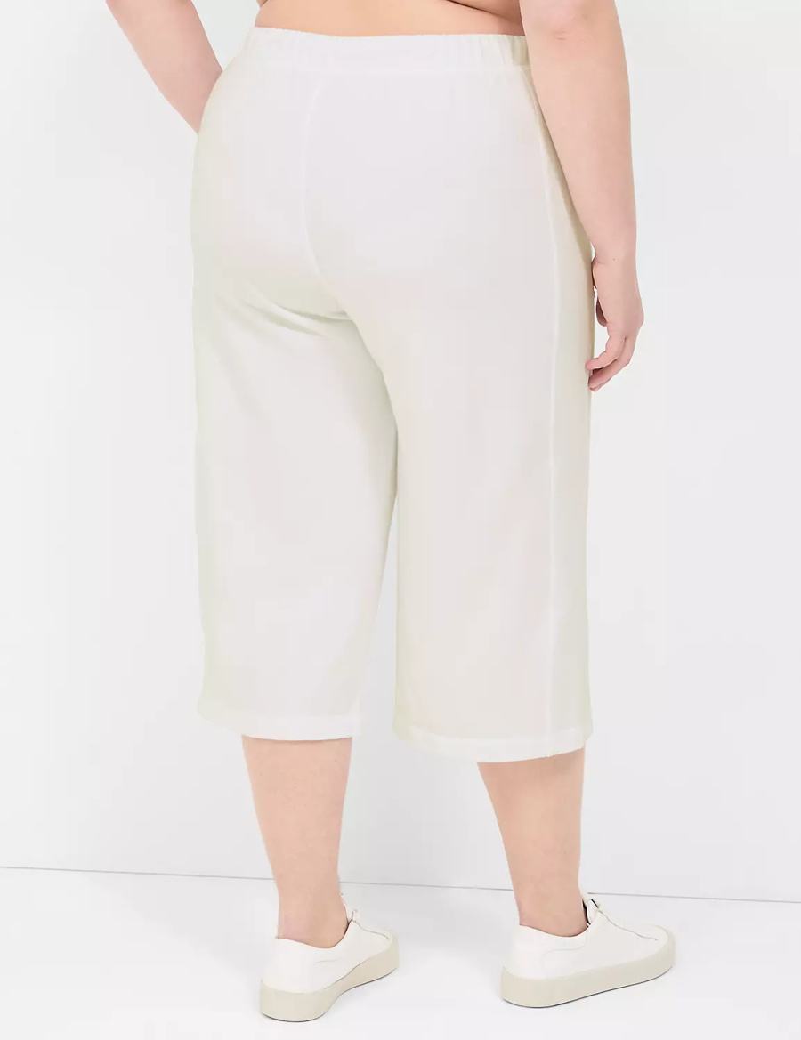 Lane Bryant LIVI French Terry Relaxed Straight Capri Broek Dames Wit | BYP8176EA