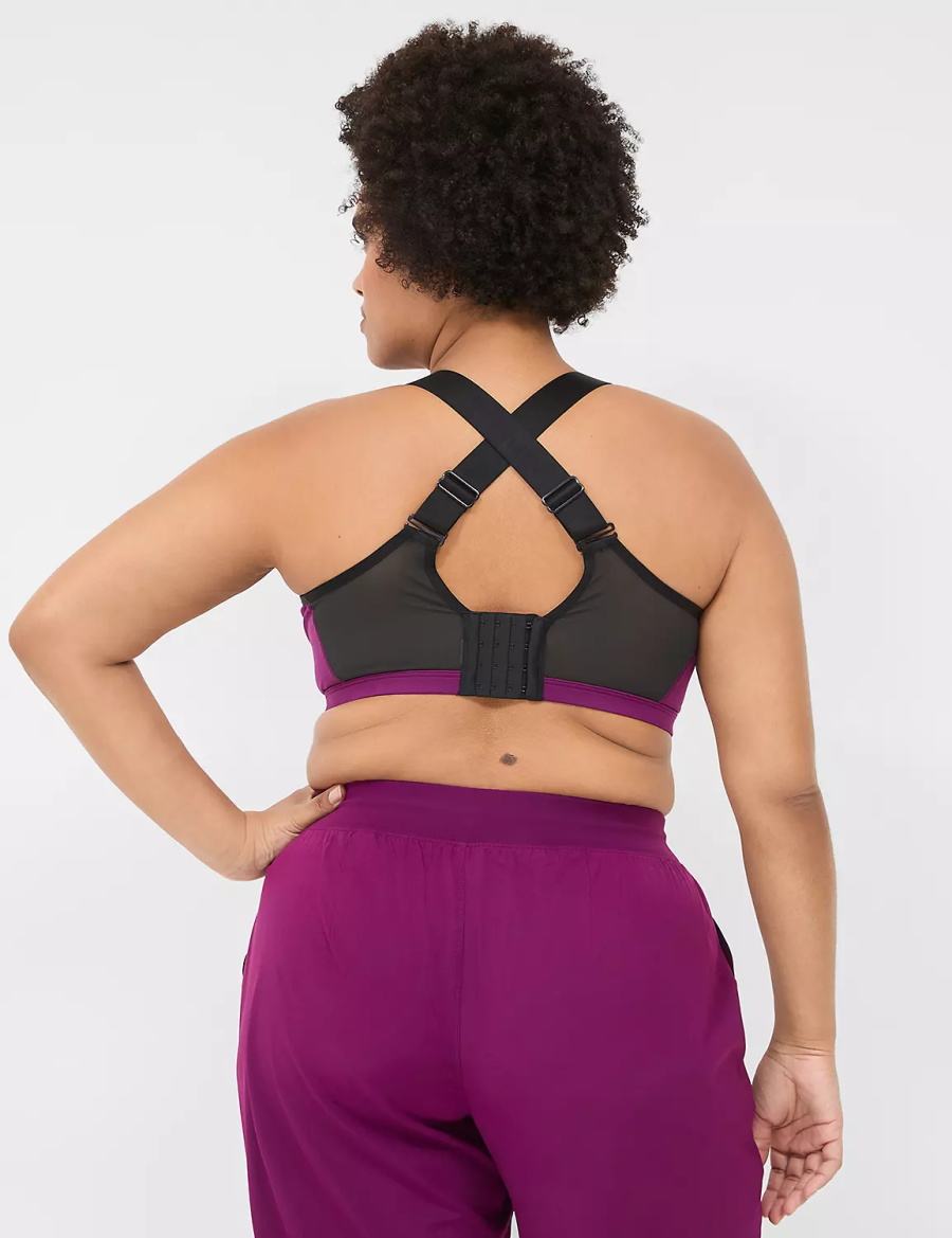 Lane Bryant LIVI High-Impact Wicking Underwire Sport BH Dames Donkerpaars | PSJ9125LS