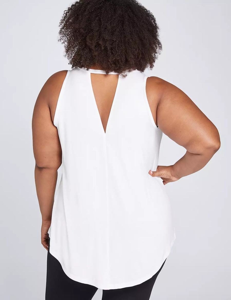 Lane Bryant LIVI High-Neck V-Back Tanktop Dames Wit | IZI725FC