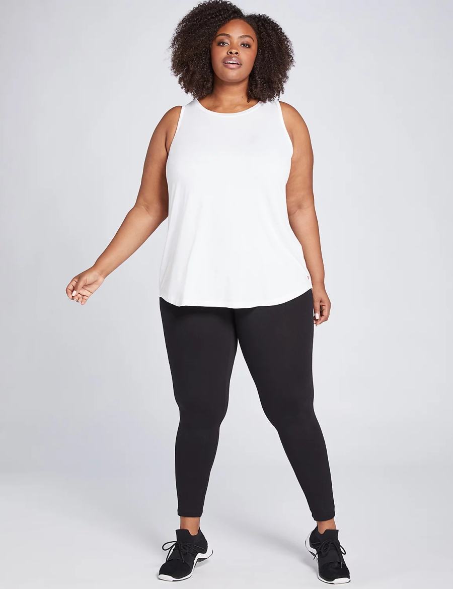 Lane Bryant LIVI High-Neck V-Back Tanktop Dames Wit | IZI725FC