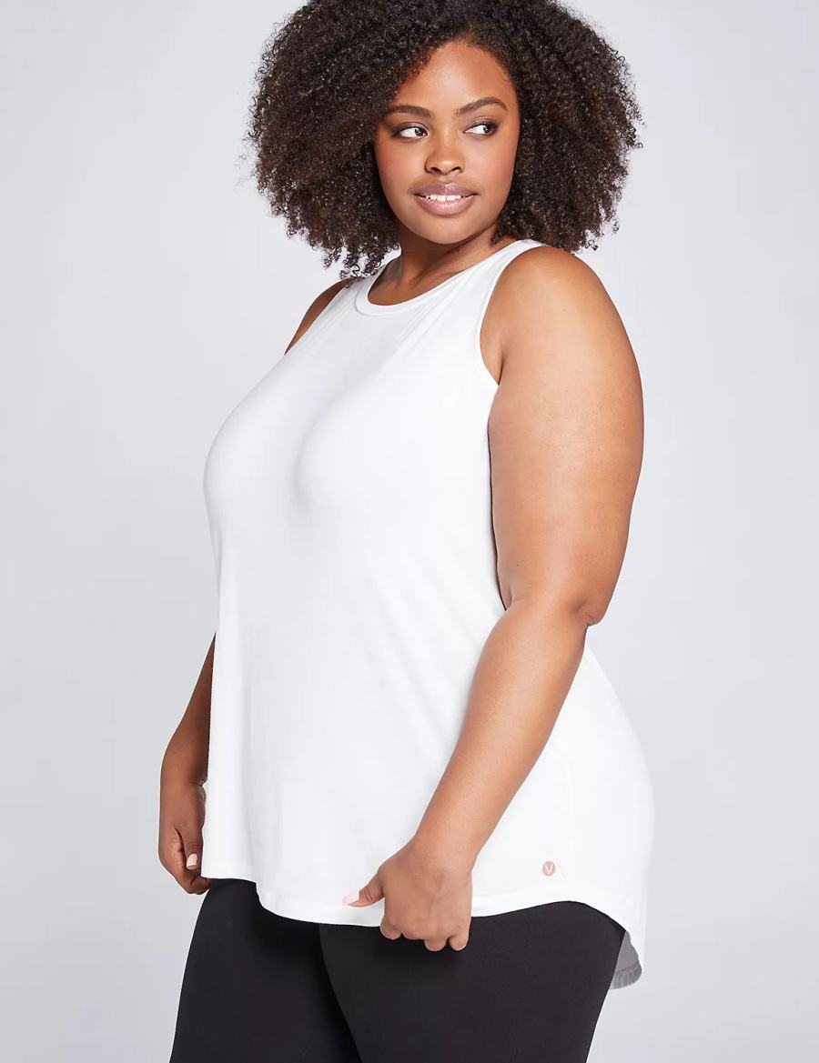 Lane Bryant LIVI High-Neck V-Back Tanktop Dames Wit | IZI725FC