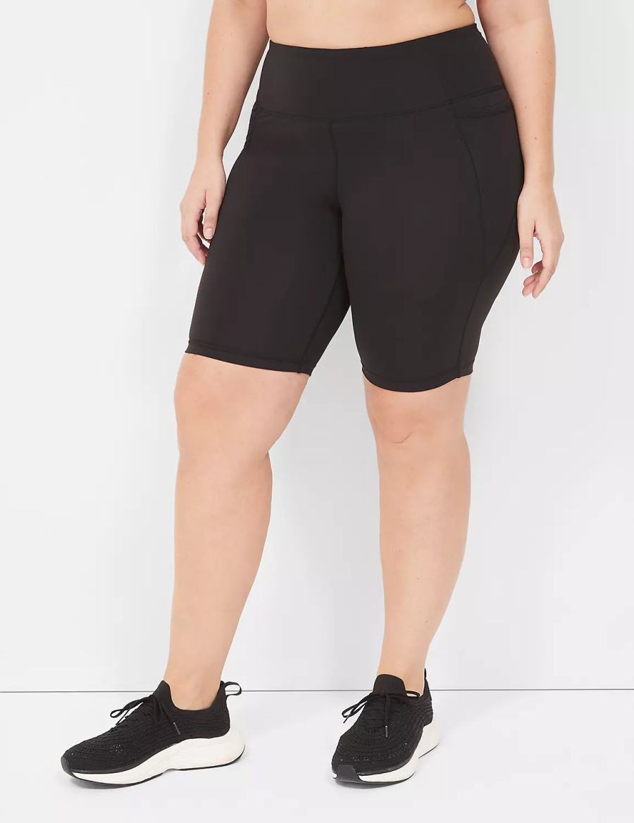 Lane Bryant LIVI High-Rise Recycled LIVI Soft Knee Korte Broek Dames Zwart | ZCO832BP