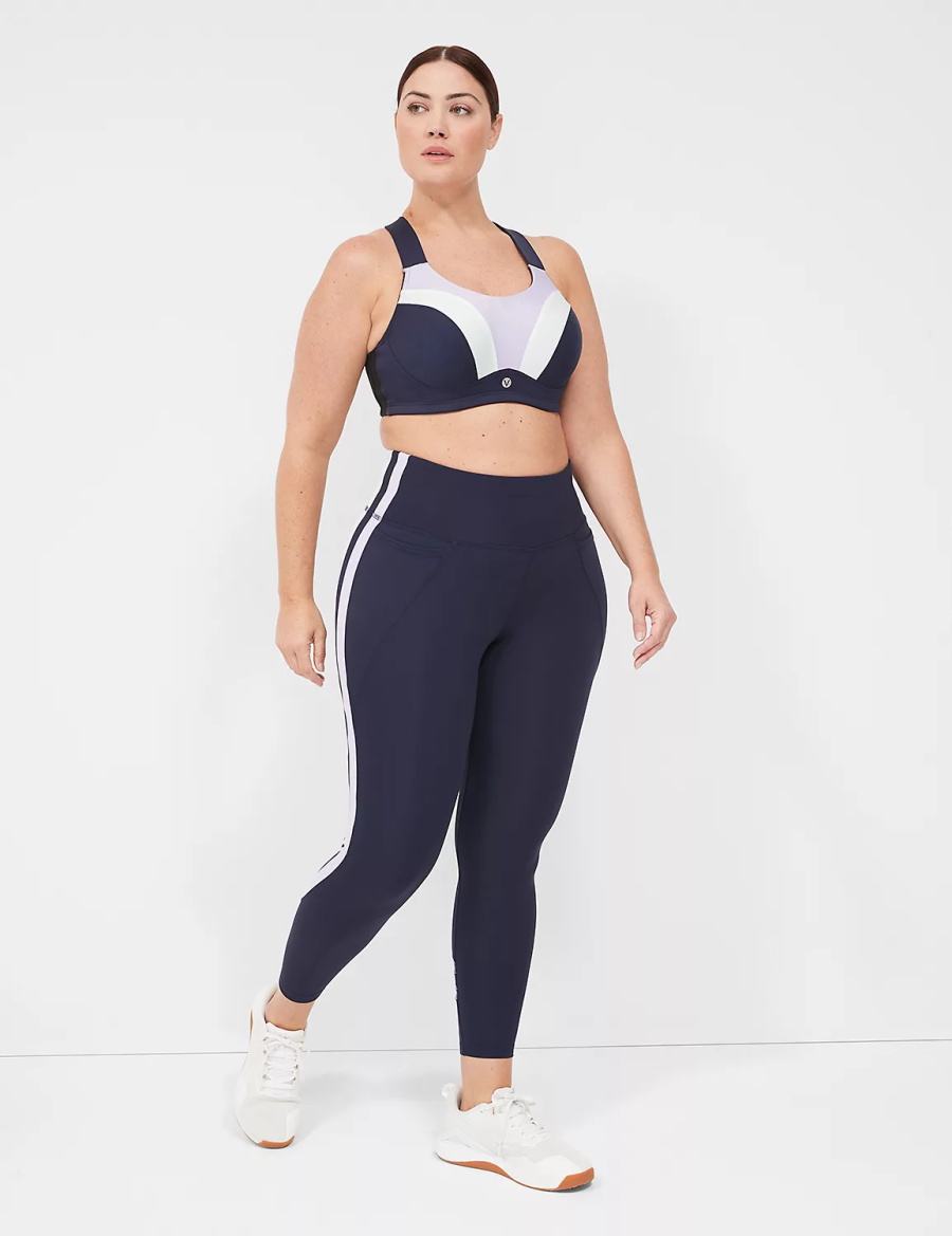 Lane Bryant LIVI Max Support Wicking Underwire Sport BH Dames Donkerblauw | SZQ4375LE