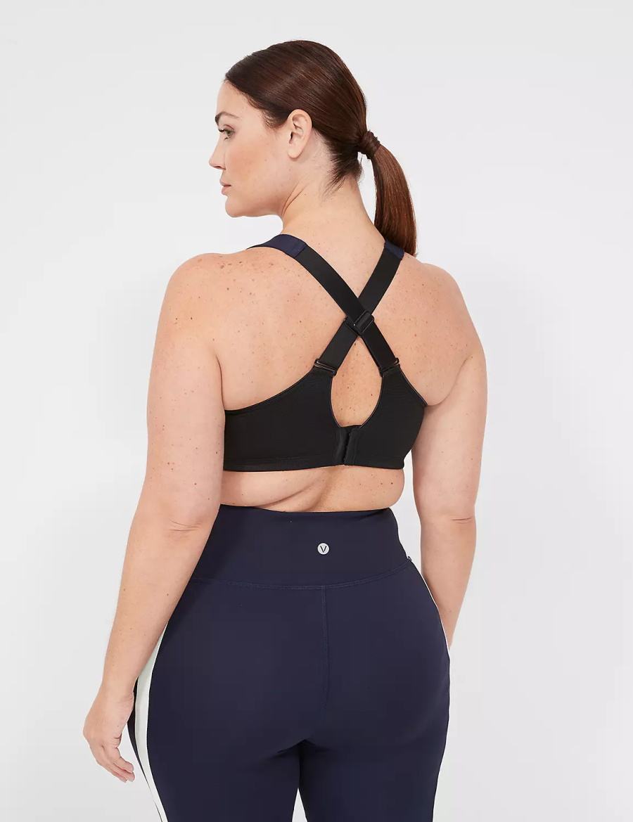 Lane Bryant LIVI Max Support Wicking Underwire Sport BH Dames Donkerblauw | SZQ4375LE
