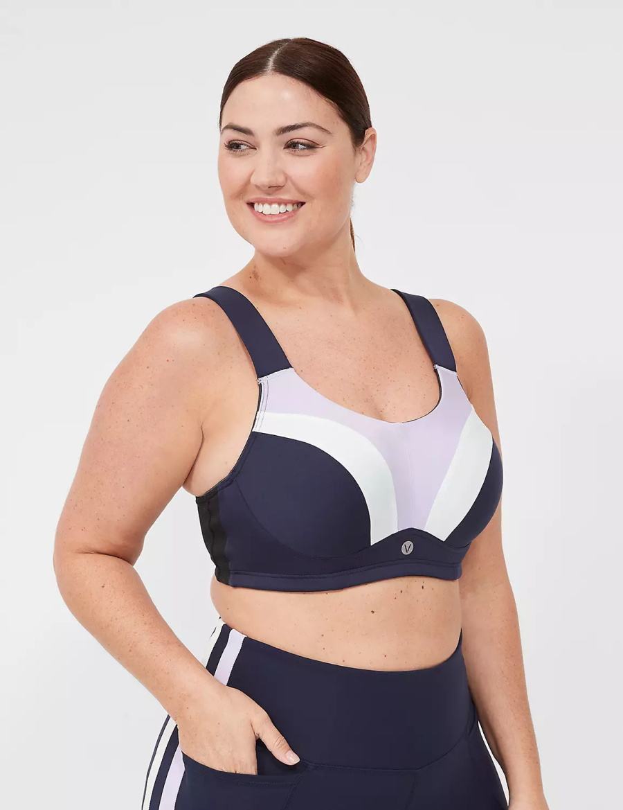 Lane Bryant LIVI Max Support Wicking Underwire Sport BH Dames Donkerblauw | SZQ4375LE