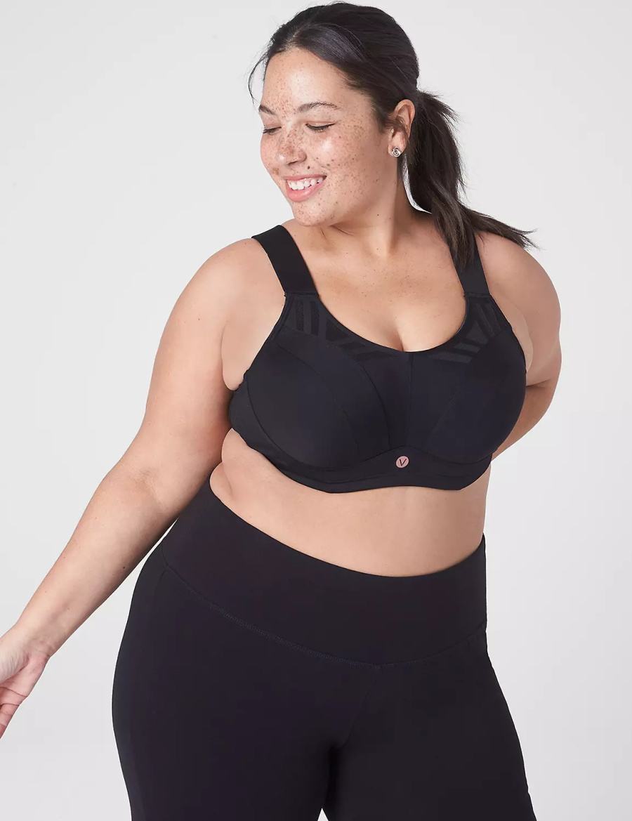 Lane Bryant LIVI Max Support Wicking Underwire Sport BH Dames Zwart | IVQ6989SE