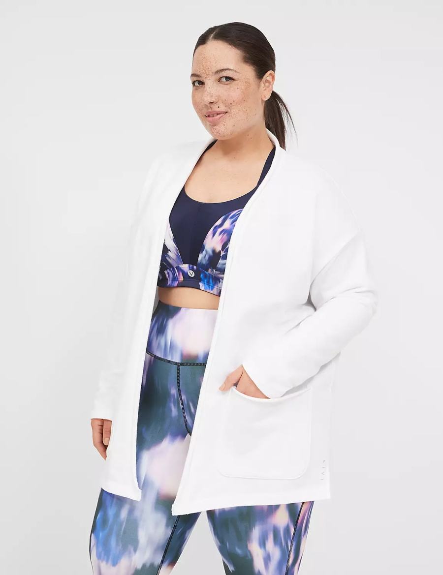 Lane Bryant LIVI Open-Front French Terry Overpiece Badjas Dames Wit | ZHY3093IB
