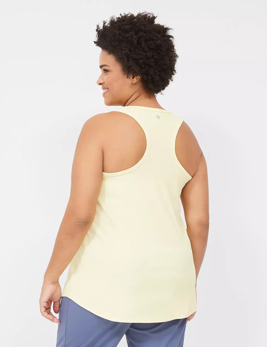 Lane Bryant LIVI Scoop-Neck Wicking Rib Racerback Tanktop Dames Geel | AMK5353XY