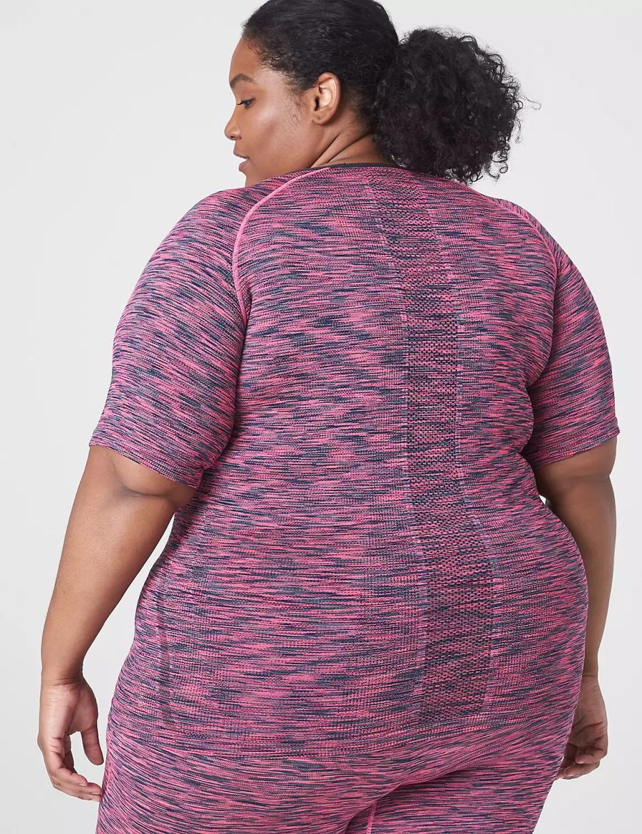 Lane Bryant LIVI Seamless Fitted Spacedye Top T-shirts Dames Roze | KVY166EI