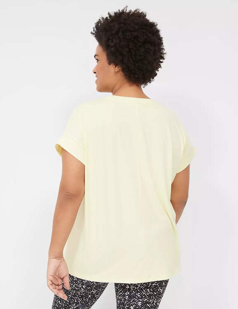 Lane Bryant LIVI Soft Crew-Neck Recycled Tee T-shirts Dames Geel | AGM3698DD