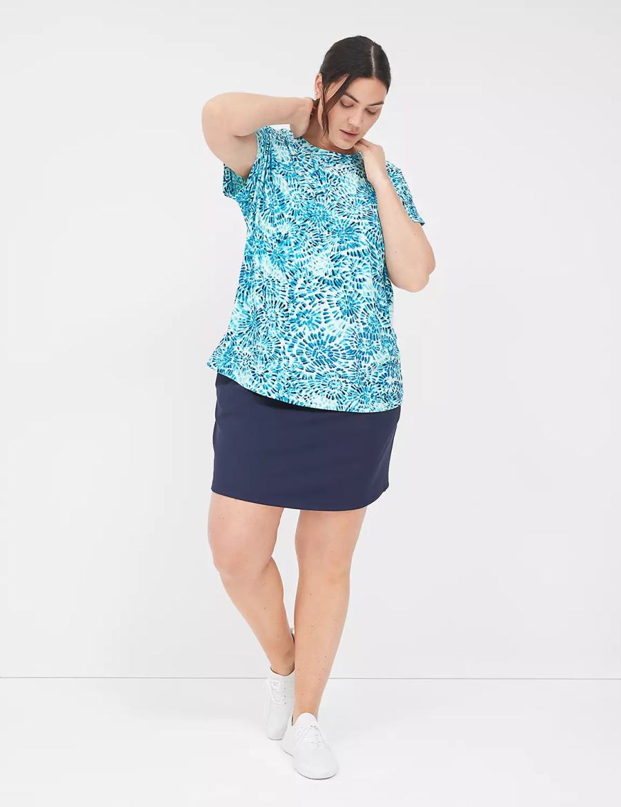 Lane Bryant LIVI Soft Crew-Neck Recycled Tee T-shirts Dames Turquoise | JGS4738VA