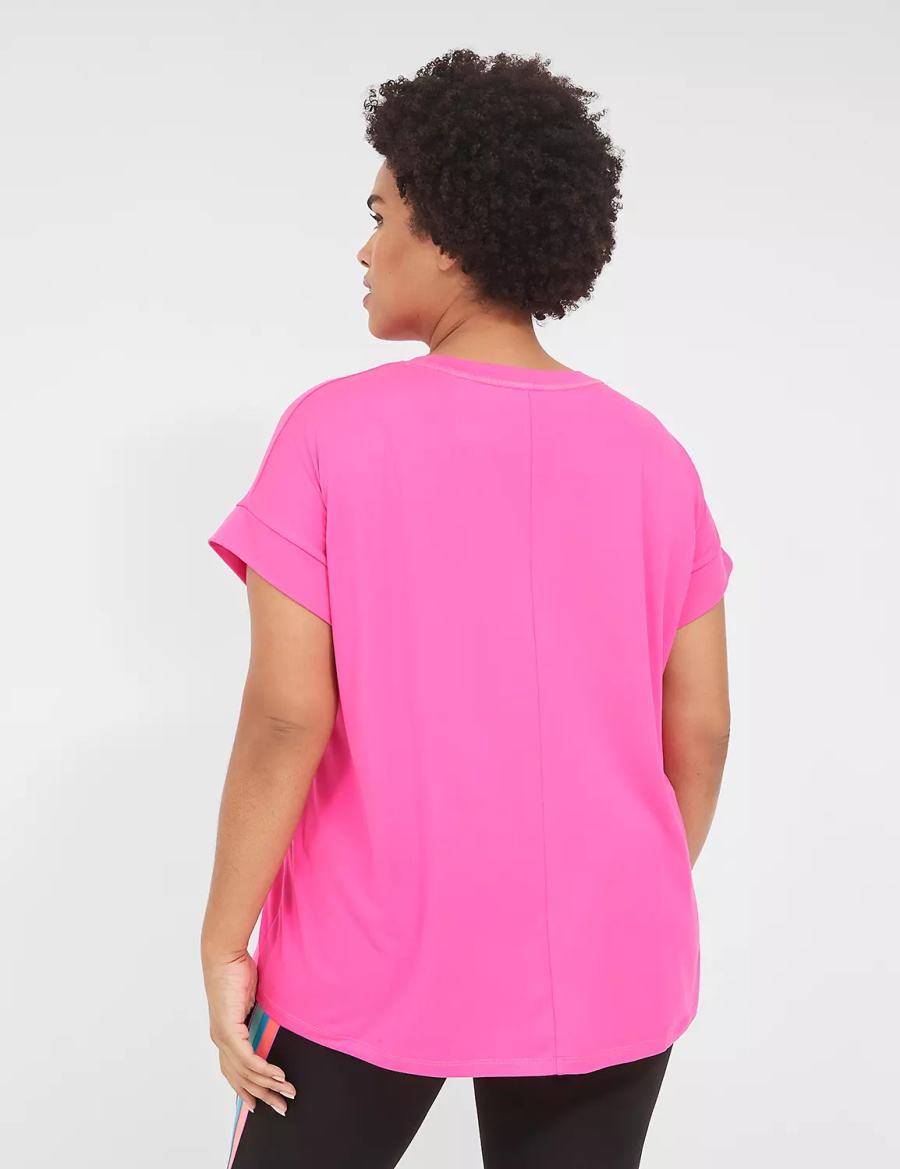 Lane Bryant LIVI Soft Crew-Neck Recycled Tee T-shirts Dames Lichtroze | QQT9735OJ