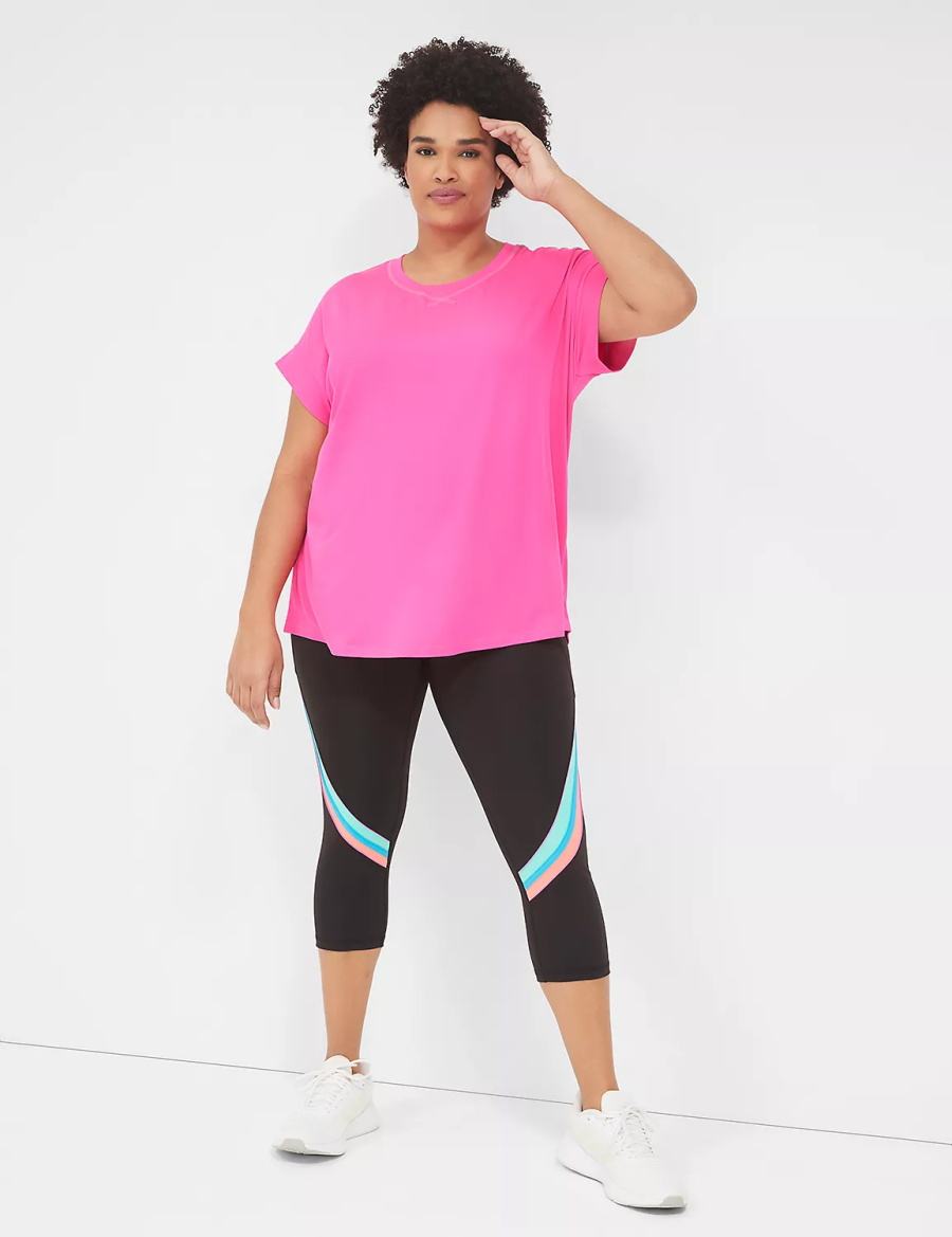 Lane Bryant LIVI Soft Crew-Neck Recycled Tee T-shirts Dames Lichtroze | QQT9735OJ