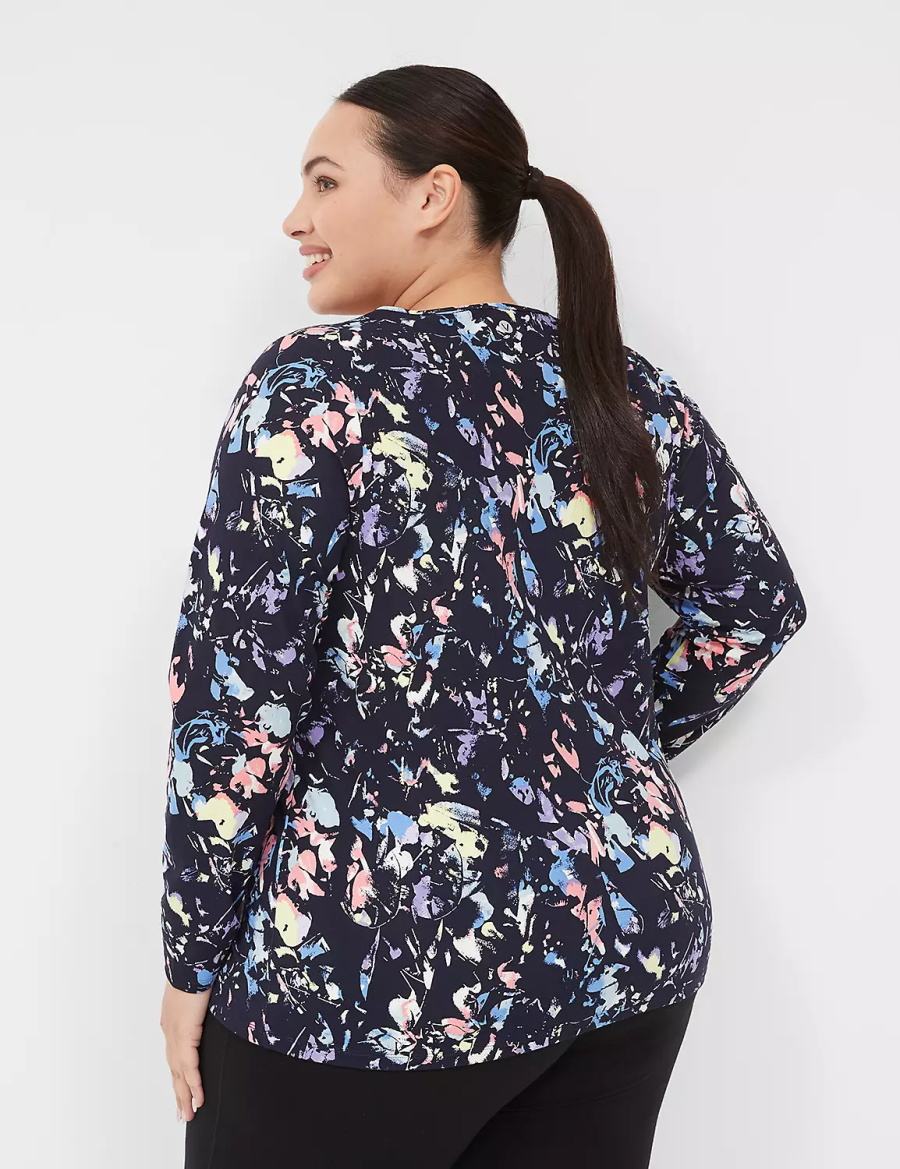 Lane Bryant LIVI Soft Long-Sleeve Recycled Tee T-shirts Dames Zwart Gekleurd | KVG131GP