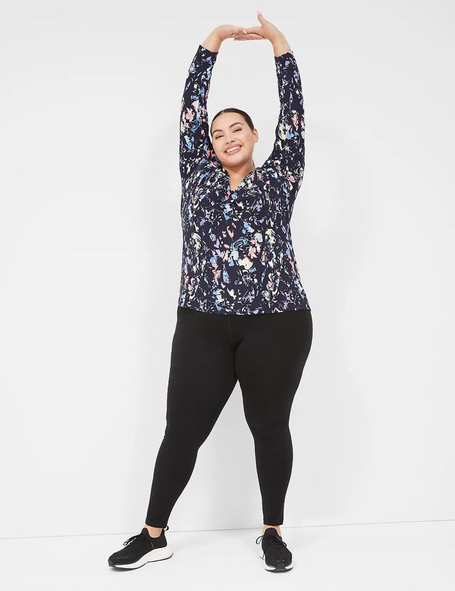 Lane Bryant LIVI Soft Long-Sleeve Recycled Tee T-shirts Dames Zwart Gekleurd | KVG131GP