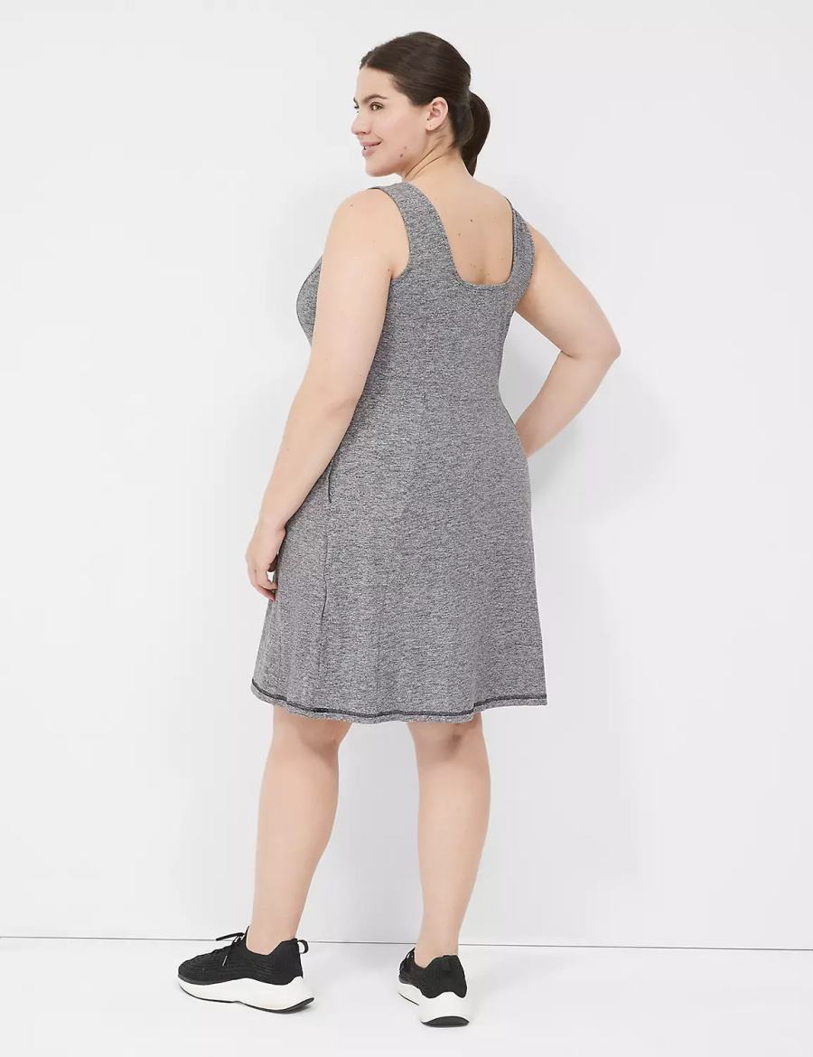 Lane Bryant LIVI Square-Neck Recycled LIVI Soft Casual Jurk Dames Zwart Wit | QMN705AJ