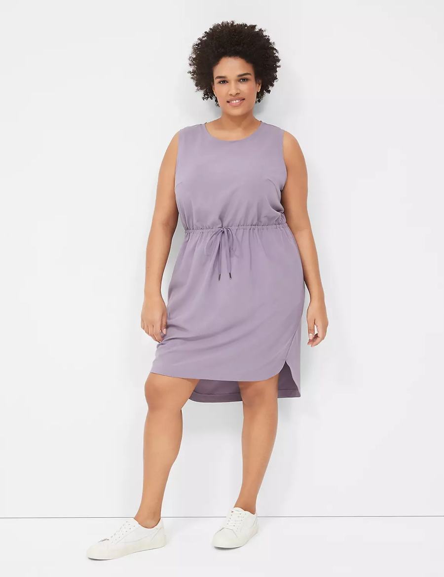 Lane Bryant LIVI Stretch Woven Drawstring Casual Jurk Dames Paars Olijfgroen | QDM730HT