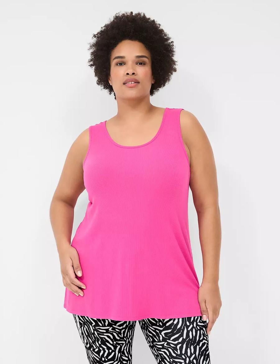 Lane Bryant LIVI Twist-Back Rib Tanktop Dames Fuchsie Roze | XFT5636OI