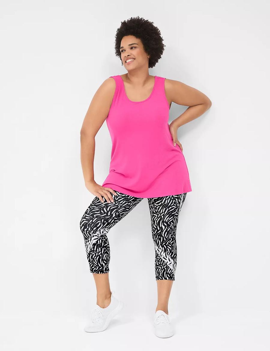 Lane Bryant LIVI Twist-Back Rib Tanktop Dames Fuchsie Roze | XFT5636OI