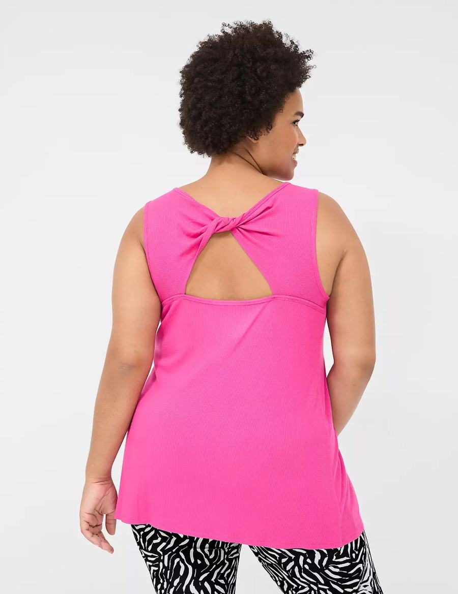 Lane Bryant LIVI Twist-Back Rib Tanktop Dames Fuchsie Roze | XFT5636OI