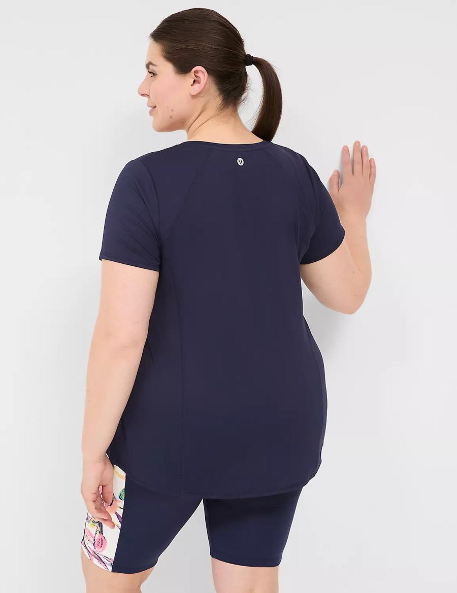 Lane Bryant LIVI Wicking V-Neck Performance Tee T-shirts Dames Donkerblauw | CTC4964SS