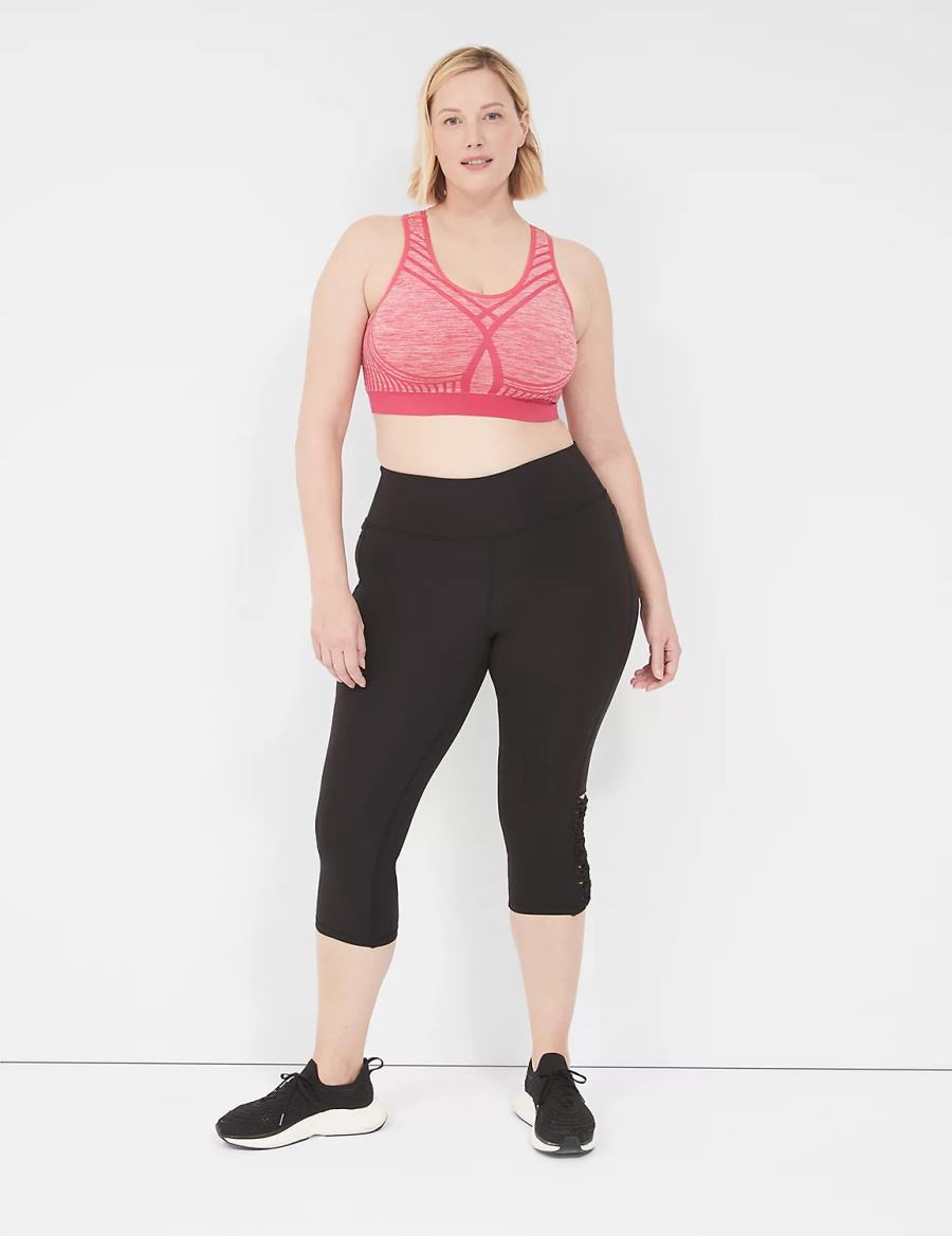 Lane Bryant LIVI Wireless Medium-Impact Seamless Sport BH Dames Roze | KZQ3052VO