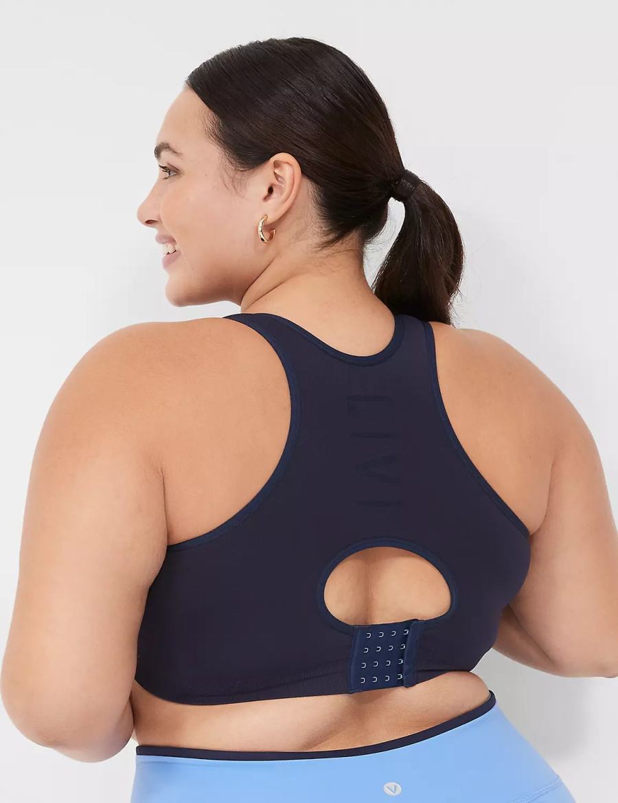 Lane Bryant LIVI Wireless Medium-Impact Seamless Sport BH Dames Blauw | VTH9381QF