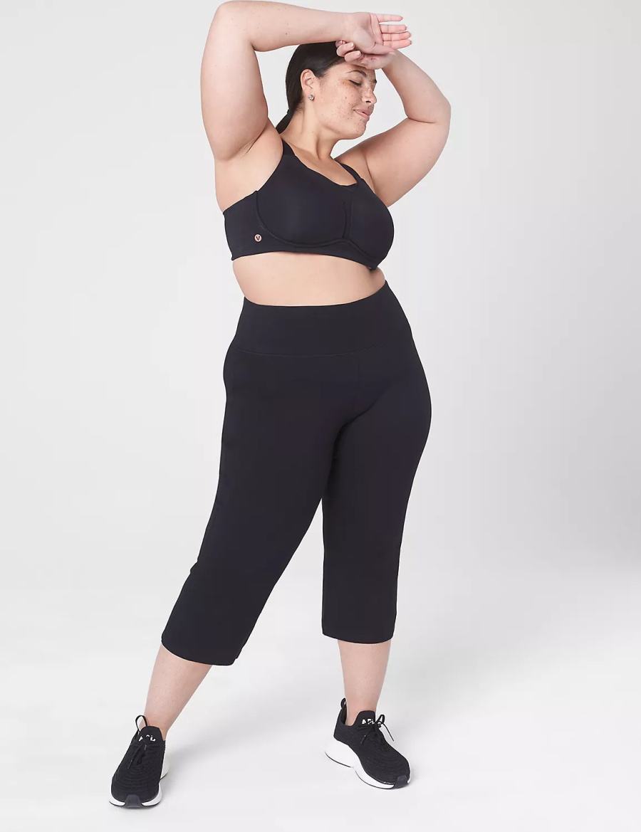 Lane Bryant LIVI Wireless Medium-Impact Wicking Sport BH Dames Zwart | ZUW9651FB