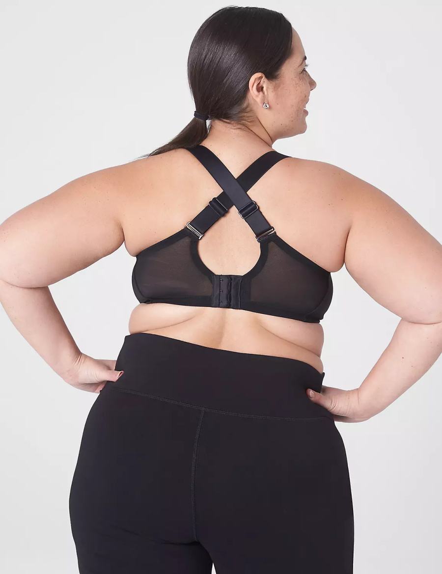 Lane Bryant LIVI Wireless Medium-Impact Wicking Sport BH Dames Zwart | ZUW9651FB