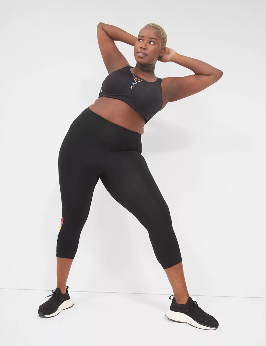 Lane Bryant LIVI Wireless Medium-Impact Wicking Sport BH Dames Zwart | CQE4821DD
