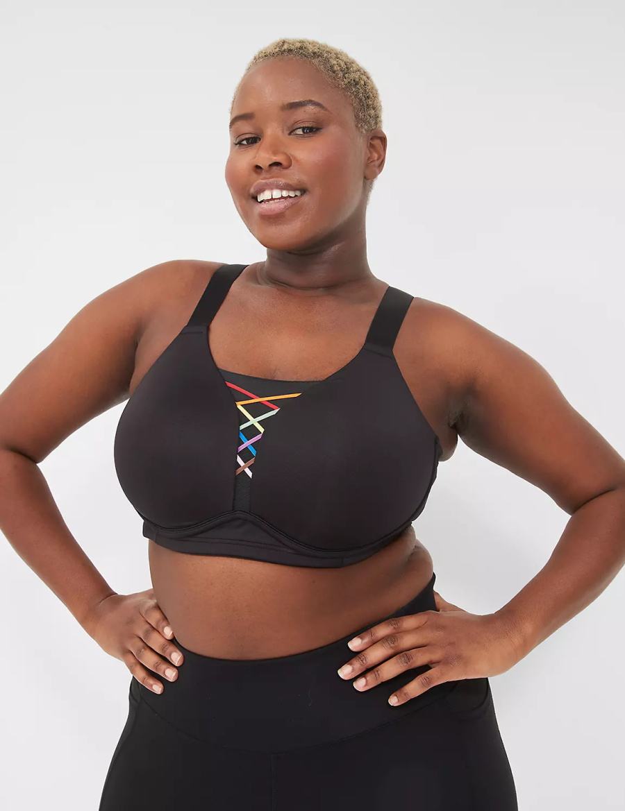 Lane Bryant LIVI Wireless Medium-Impact Wicking Sport BH Dames Zwart | CQE4821DD