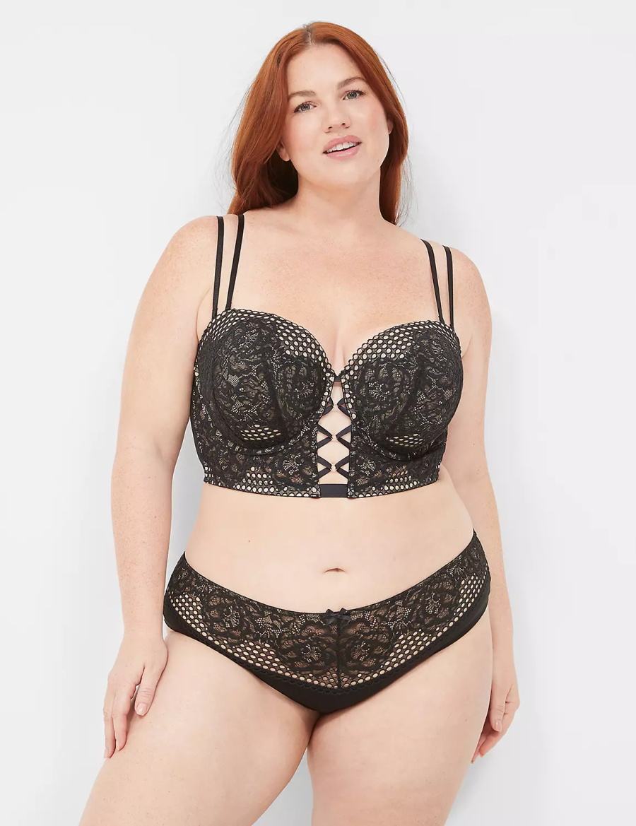 Lane Bryant Lace-Back Brutaal Panty Dames Zwart | MYN9491BB