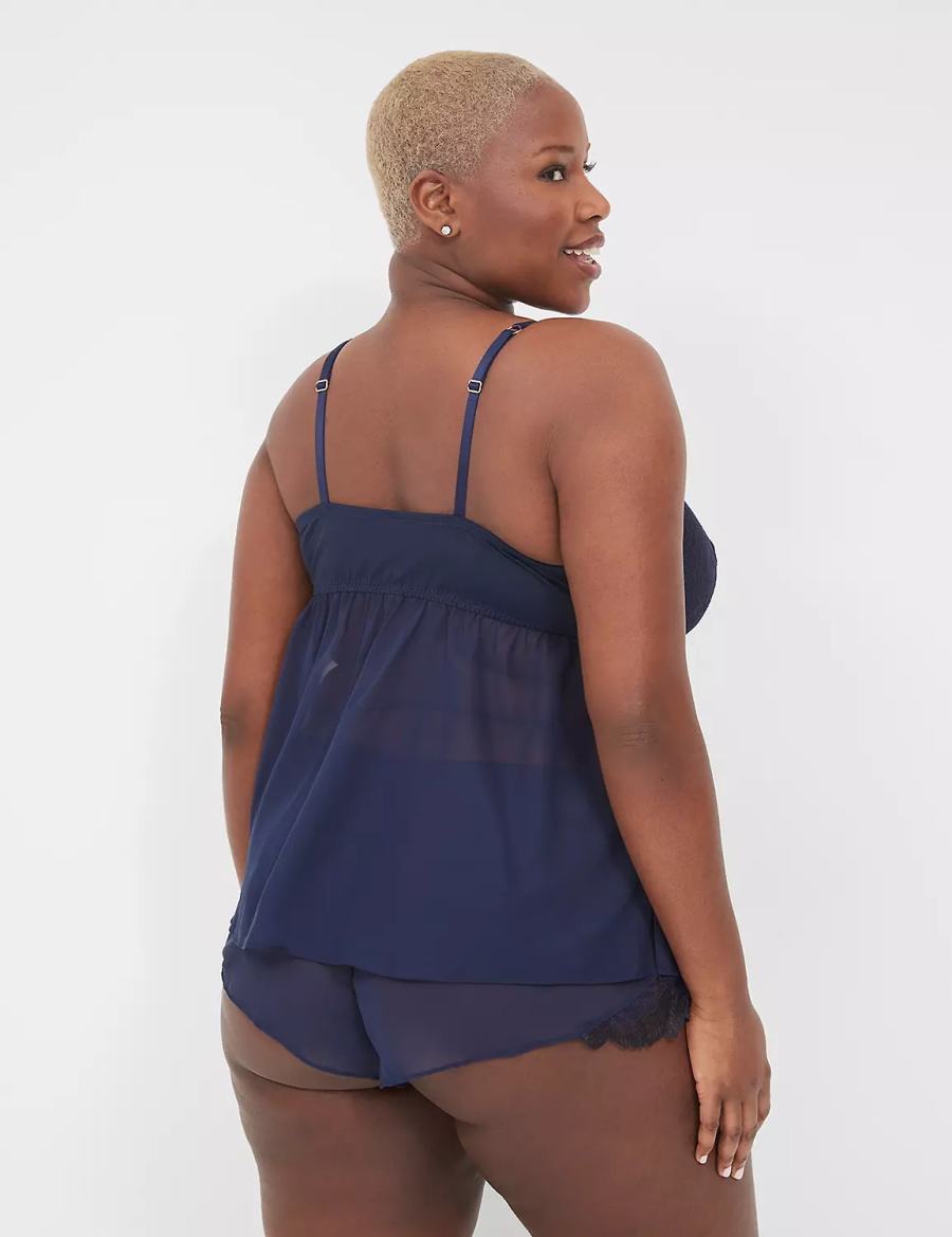 Lane Bryant Lace Cami & Short Set Pyjama Dames Blauw | WNQ5723AG
