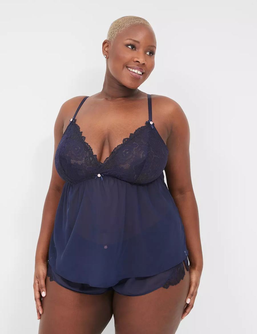 Lane Bryant Lace Cami & Short Set Pyjama Dames Blauw | WNQ5723AG