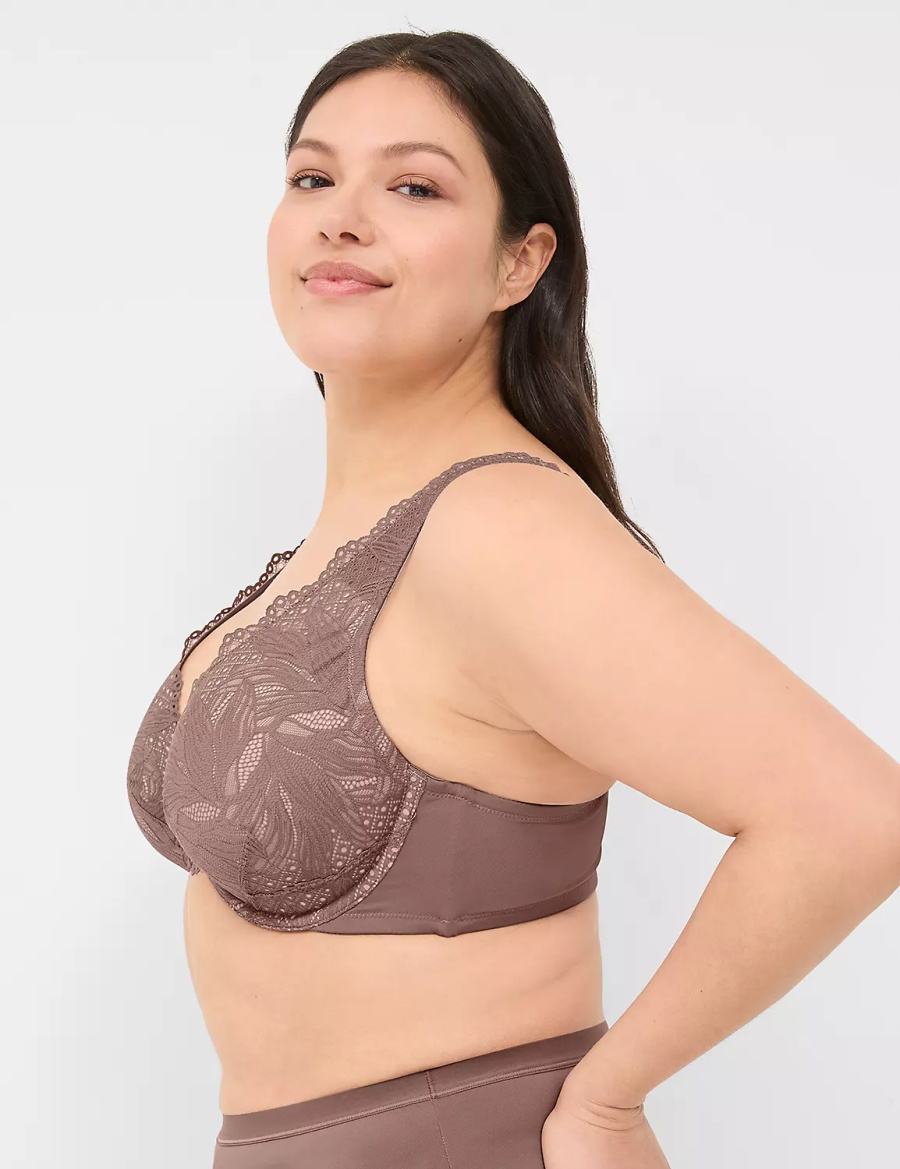 Lane Bryant Lace Unlined Full Coverage Bralettes Dames Diepgrijs Bruin | RFA4373VU