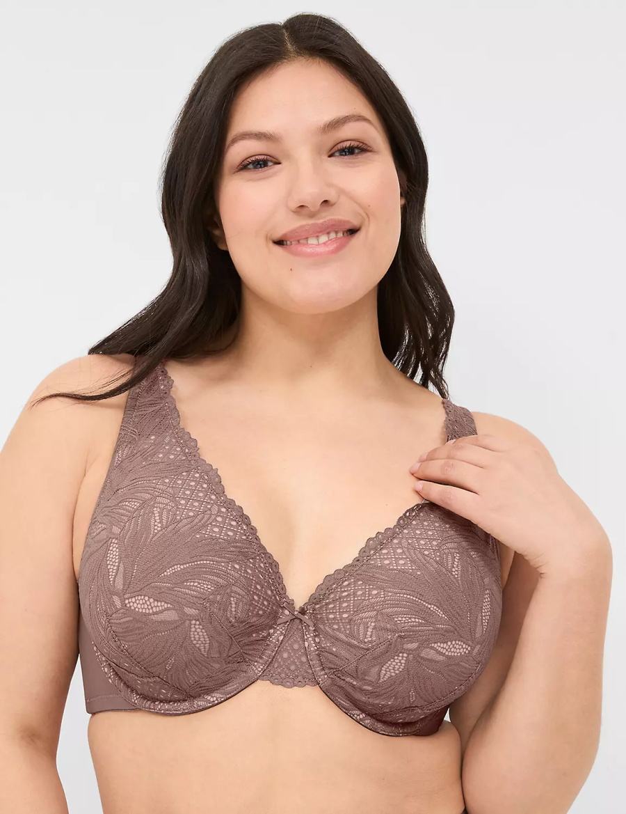 Lane Bryant Lace Unlined Full Coverage Bralettes Dames Diepgrijs Bruin | RFA4373VU