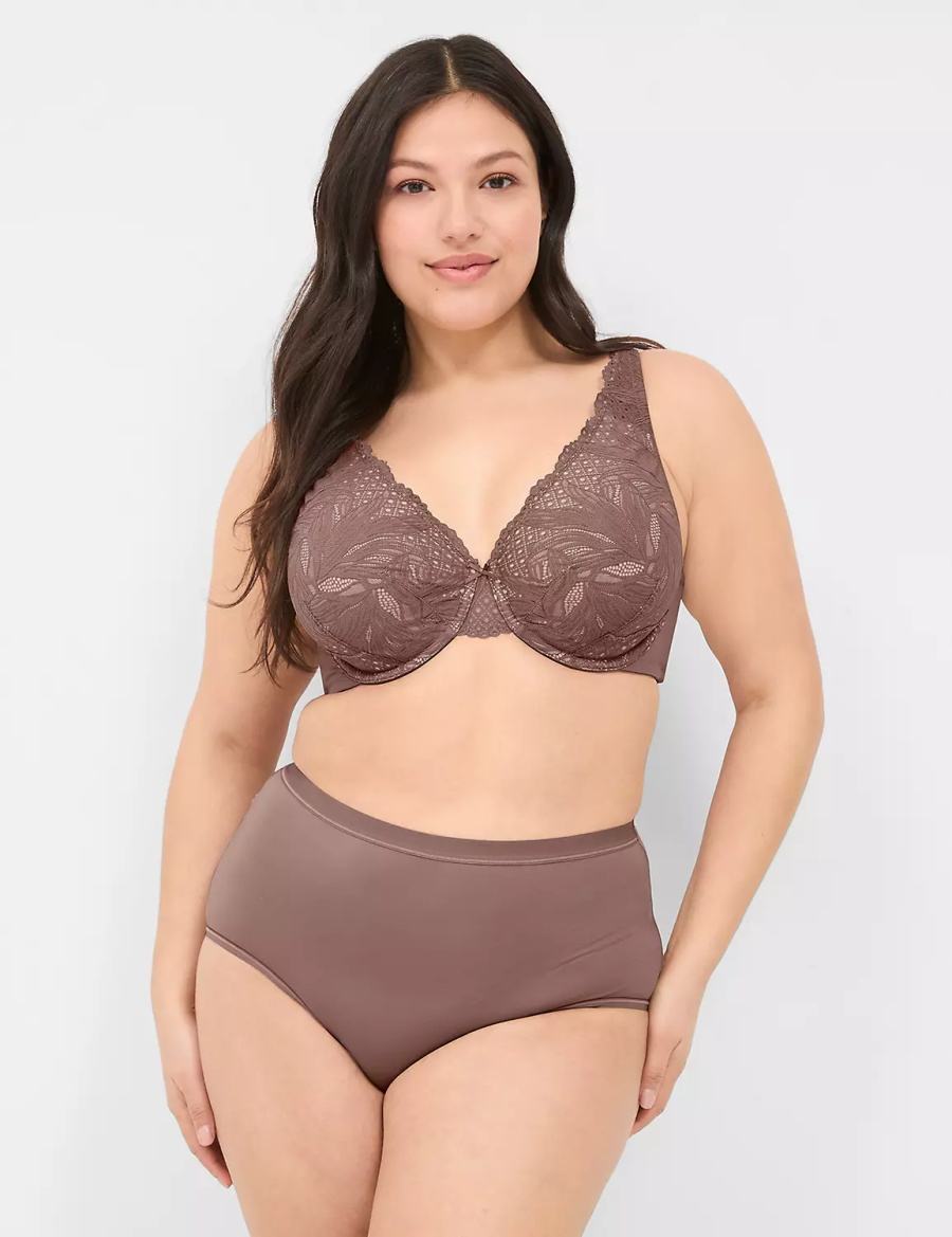 Lane Bryant Lace Unlined Full Coverage Bralettes Dames Diepgrijs Bruin | RFA4373VU