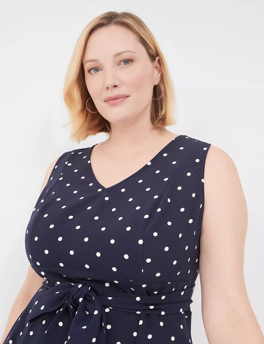Lane Bryant Lena Sleeveless Level-Hem Midi-jurk Dames Donkerblauw | HEM4546BQ