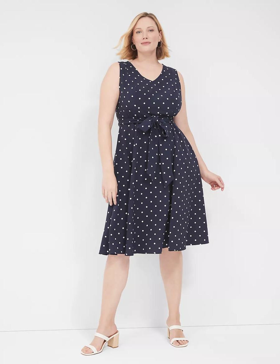 Lane Bryant Lena Sleeveless Level-Hem Midi-jurk Dames Donkerblauw | HEM4546BQ
