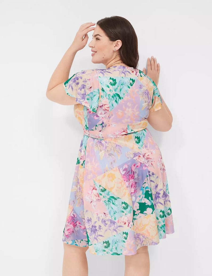 Lane Bryant Lena Surplice-Neck Gebreide Jurk Dames Gekleurd | GCC877MX