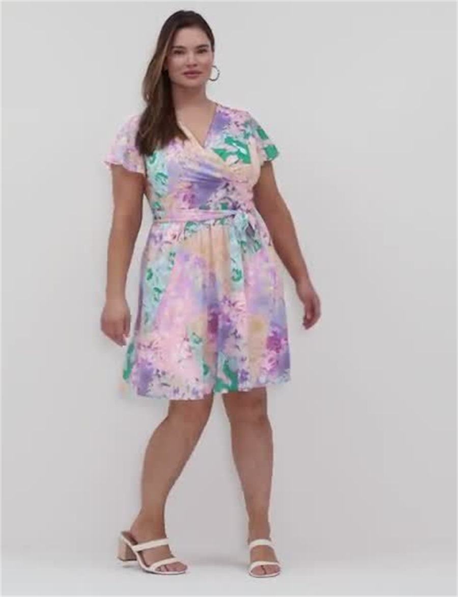 Lane Bryant Lena Surplice-Neck Gebreide Jurk Dames Gekleurd | GCC877MX