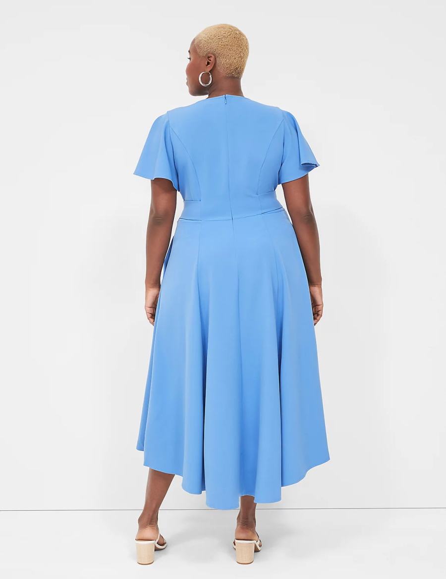 Lane Bryant Lena V-Neck High-Low Midi-jurk Dames Blauw | NUE658AD