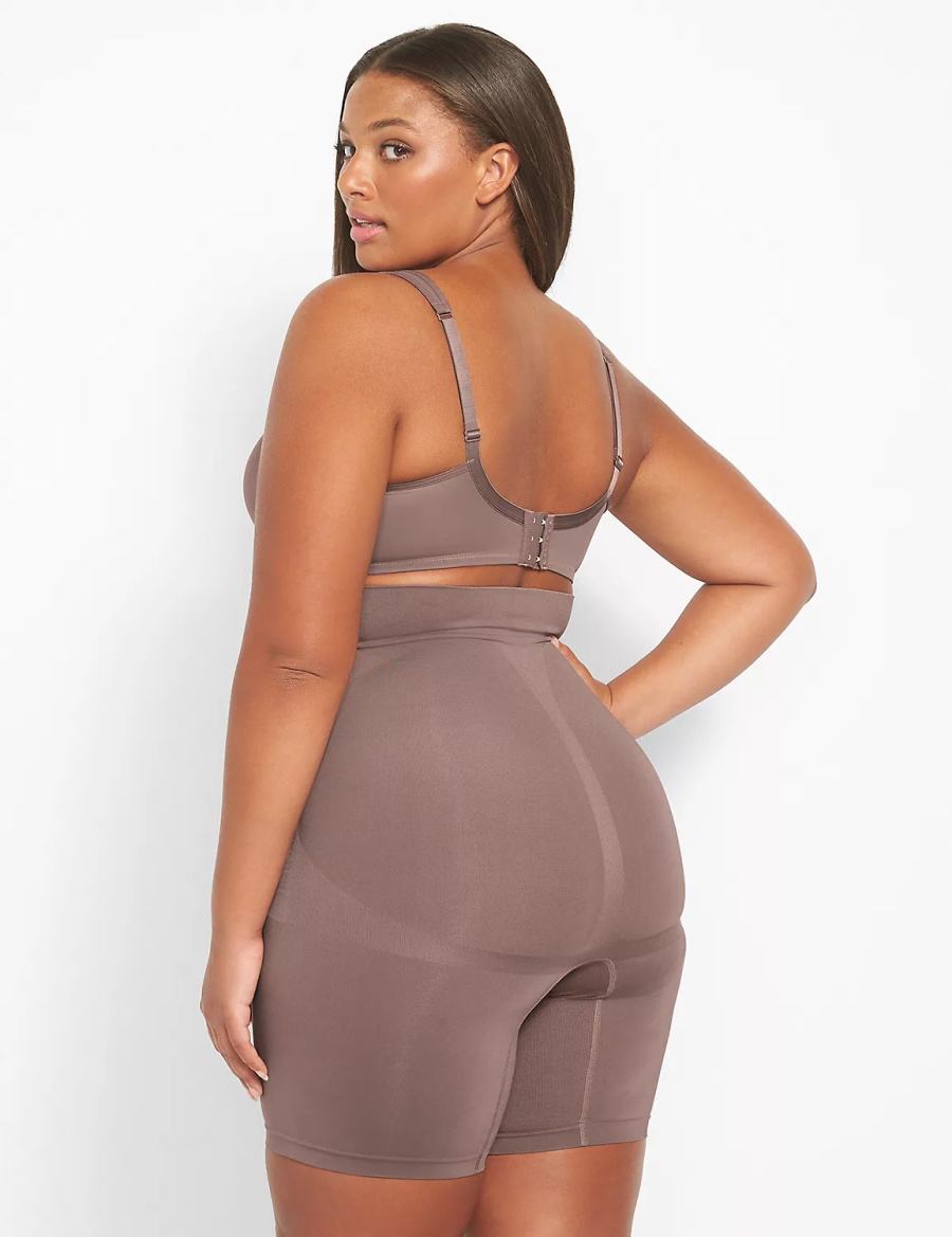 Lane Bryant Level 2 Shaping Ultra High-Waist Short Slips Dames Diepgrijs Bruin | MFF5298DY