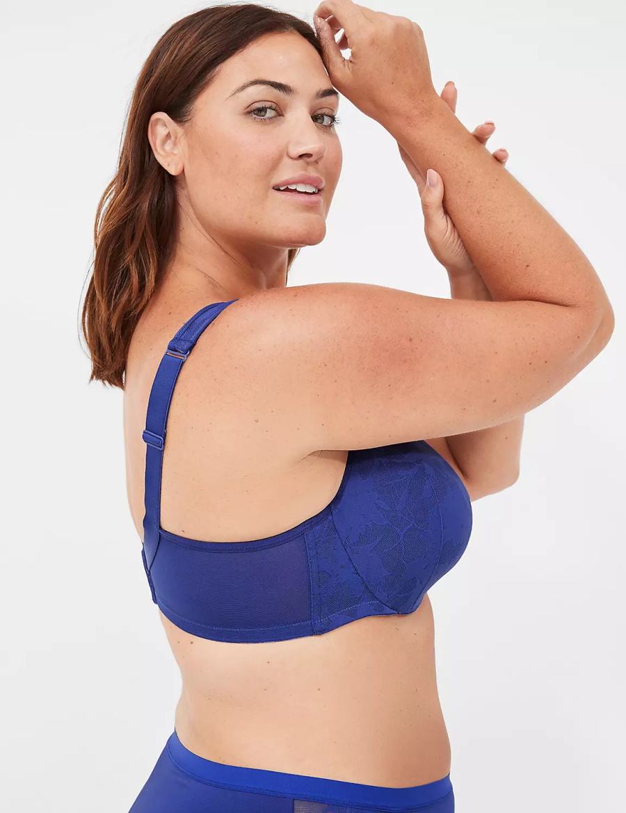 Lane Bryant Lightly Lined Full Coverage with Lace Overlay Bralettes Dames Blauw | JKT103XV