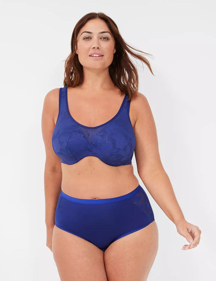 Lane Bryant Lightly Lined Full Coverage with Lace Overlay Bralettes Dames Blauw | JKT103XV